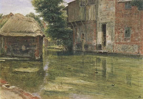 Albert Goodwin,RWS Old Mill,Near Winchester (mk46) Spain oil painting art